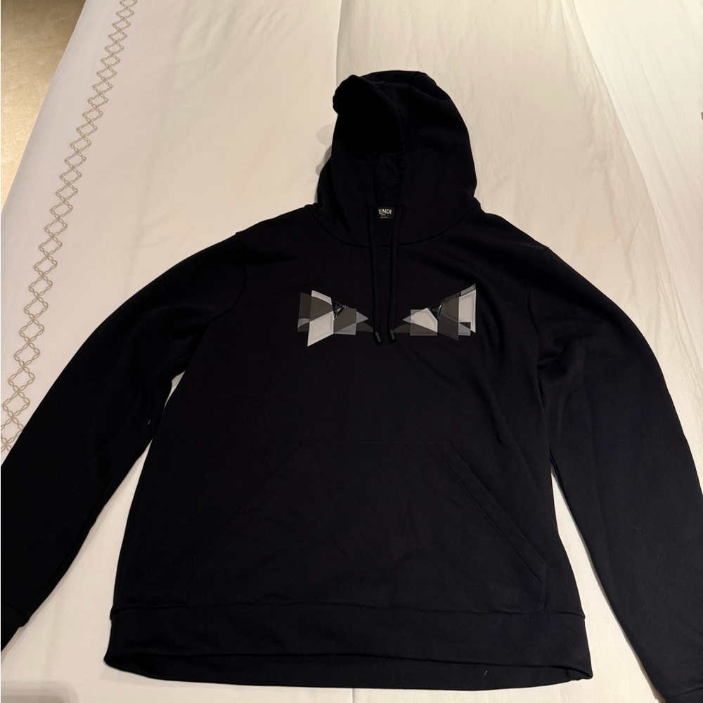 Fendi Black Hoodie with Geometric Design